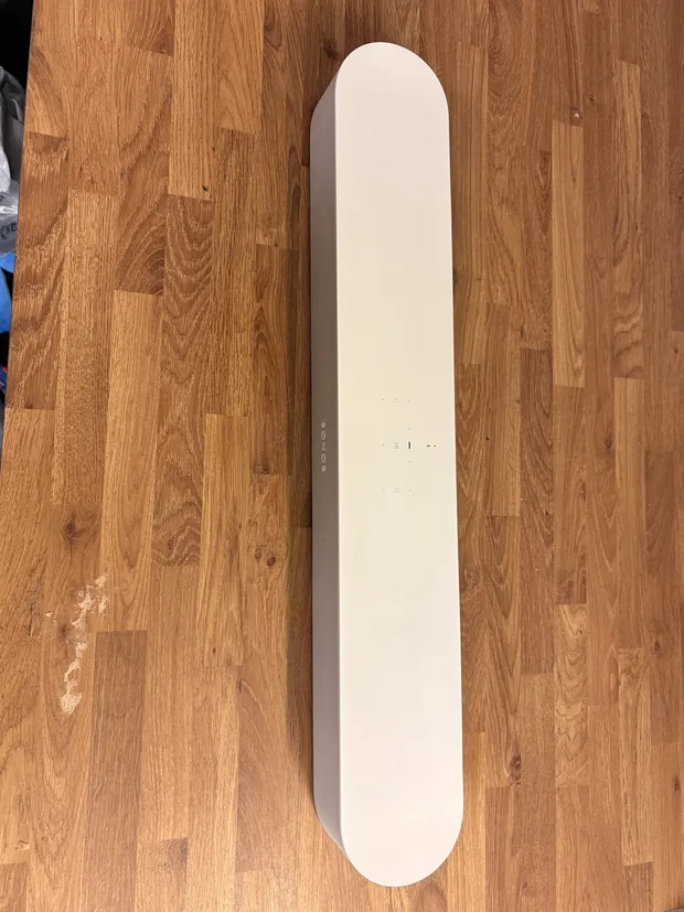 A traded-in Sonos One speaker, photographed on arrival